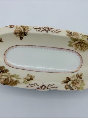 Antique Herman Ohme Old Ivory #16 Relish Dish Clarion Shape Silesia,Germany 1910